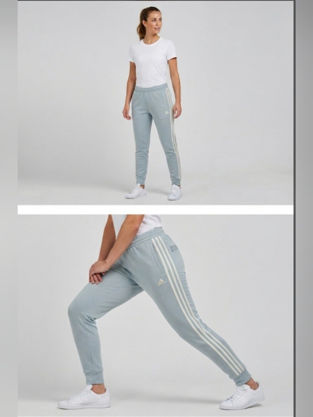 Adidas Womens Wonder Blue 3-Stripes Tapered Joggers With Aeroready Tech Size Med